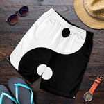 Black And White Yin Yang Symbol Print Men's Shorts