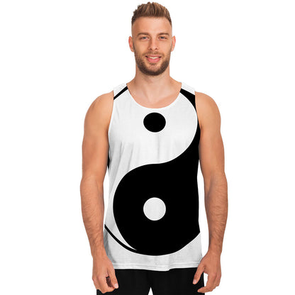 Black And White Yin Yang Symbol Print Men's Tank Top