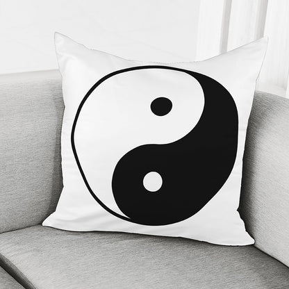 Black And White Yin Yang Symbol Print Pillow Cover