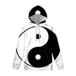 Black And White Yin Yang Symbol Print Pullover Hoodie