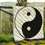 Black And White Yin Yang Symbol Print Quilt