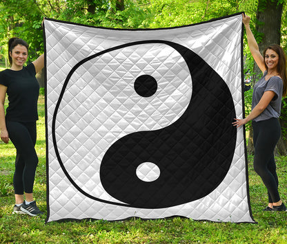 Black And White Yin Yang Symbol Print Quilt