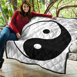 Black And White Yin Yang Symbol Print Quilt