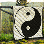 Black And White Yin Yang Symbol Print Quilt