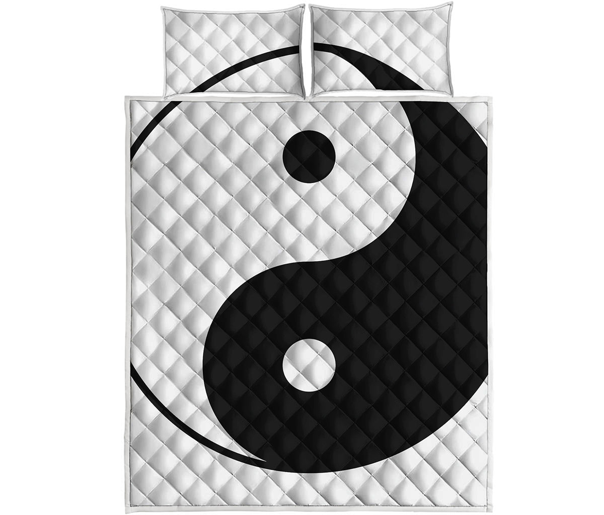 Black And White Yin Yang Symbol Print Quilt Bed Set