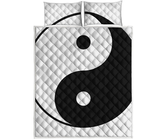 Black And White Yin Yang Symbol Print Quilt Bed Set