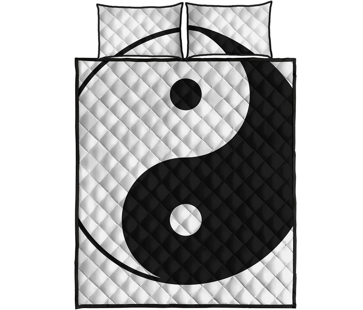 Black And White Yin Yang Symbol Print Quilt Bed Set
