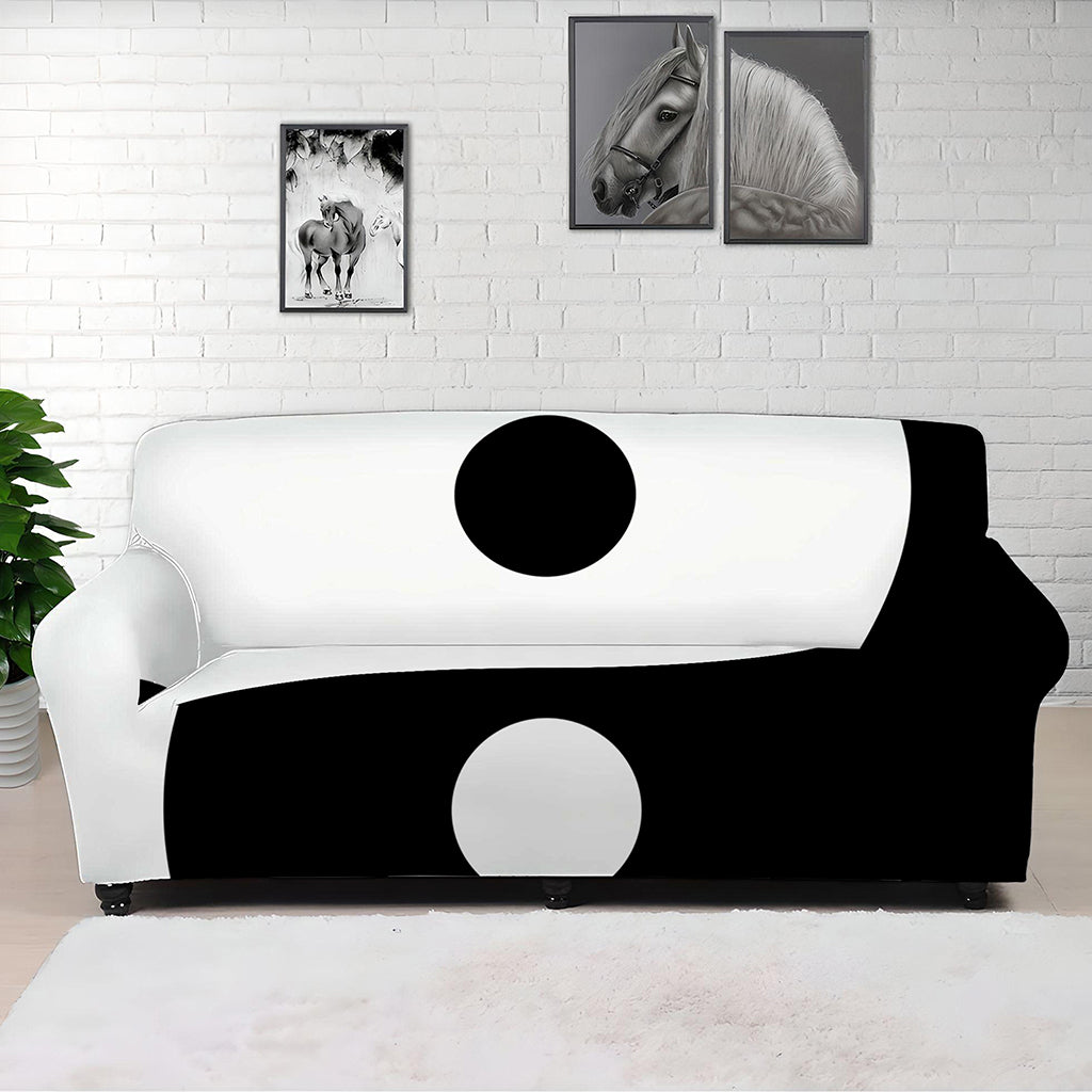 Black And White Yin Yang Symbol Print Sofa Cover