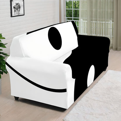 Black And White Yin Yang Symbol Print Sofa Cover