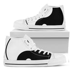 Black And White Yin Yang Symbol Print White High Top Shoes