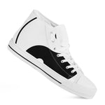 Black And White Yin Yang Symbol Print White High Top Shoes