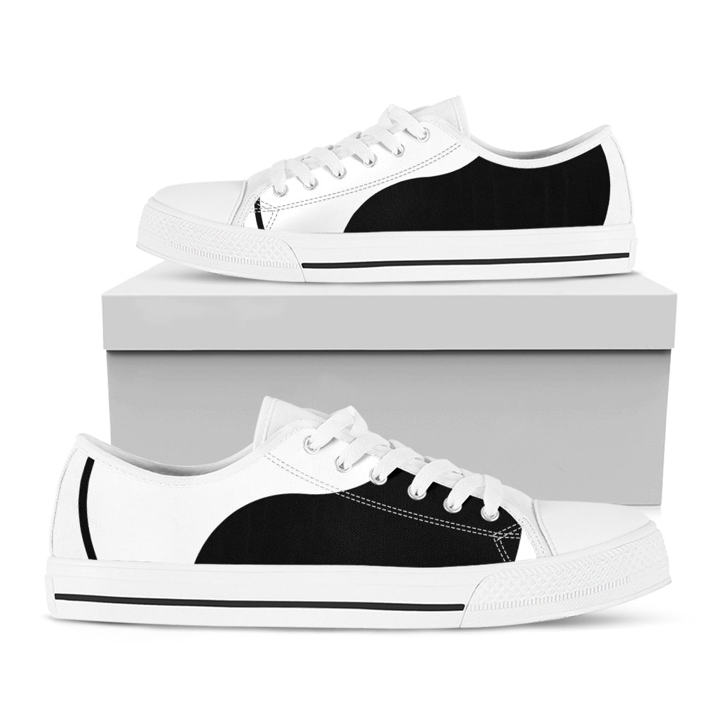 Black And White Yin Yang Symbol Print White Low Top Shoes