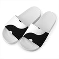 Black And White Yin Yang Symbol Print White Slide Sandals