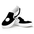 Black And White Yin Yang Symbol Print White Slip On Sneakers