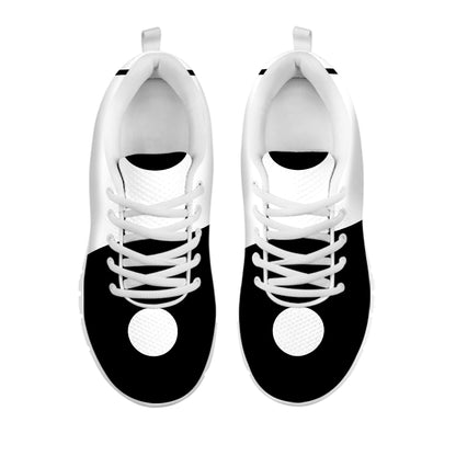 Black And White Yin Yang Symbol Print White Sneakers