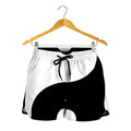Black And White Yin Yang Symbol Print Women's Shorts