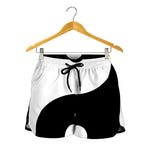 Black And White Yin Yang Symbol Print Women's Shorts