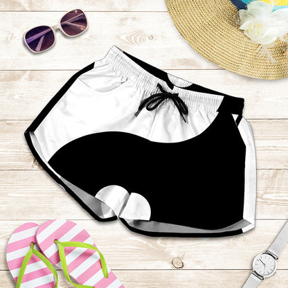 Black And White Yin Yang Symbol Print Women's Shorts