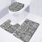 Black And White Zentangle Pattern Print 3 Piece Bath Mat Set