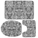 Black And White Zentangle Pattern Print 3 Piece Bath Mat Set