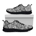 Black And White Zentangle Pattern Print Black Running Shoes