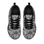 Black And White Zentangle Pattern Print Black Sneakers