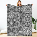 Black And White Zentangle Pattern Print Blanket