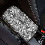 Black And White Zentangle Pattern Print Car Center Console Cover