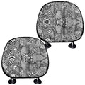 Black And White Zentangle Pattern Print Car Headrest Covers
