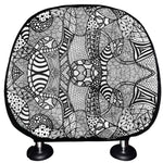 Black And White Zentangle Pattern Print Car Headrest Covers