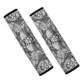 Black And White Zentangle Pattern Print Car Seat Belt Covers