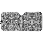 Black And White Zentangle Pattern Print Car Sun Shade