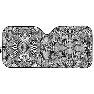 Black And White Zentangle Pattern Print Car Sun Shade