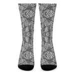 Black And White Zentangle Pattern Print Crew Socks