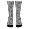 Black And White Zentangle Pattern Print Crew Socks