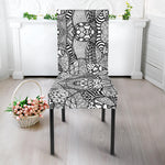 Black And White Zentangle Pattern Print Dining Chair Slipcover
