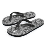 Black And White Zentangle Pattern Print Flip Flops