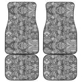 Black And White Zentangle Pattern Print Front and Back Car Floor Mats