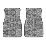 Black And White Zentangle Pattern Print Front Car Floor Mats
