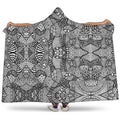 Black And White Zentangle Pattern Print Hooded Blanket