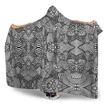 Black And White Zentangle Pattern Print Hooded Blanket