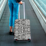 Black And White Zentangle Pattern Print Luggage Cover