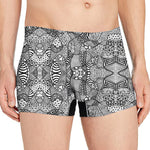 Black And White Zentangle Pattern Print Men's Boxer Briefs