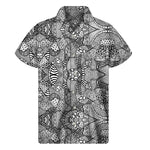 Black And White Zentangle Pattern Print Men's Short Sleeve Shirt