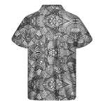 Black And White Zentangle Pattern Print Men's Short Sleeve Shirt