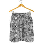Black And White Zentangle Pattern Print Men's Shorts