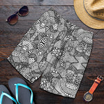 Black And White Zentangle Pattern Print Men's Shorts