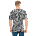 Black And White Zentangle Pattern Print Men's T-Shirt