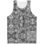 Black And White Zentangle Pattern Print Men's Tank Top
