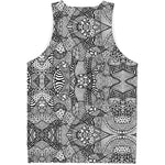 Black And White Zentangle Pattern Print Men's Tank Top